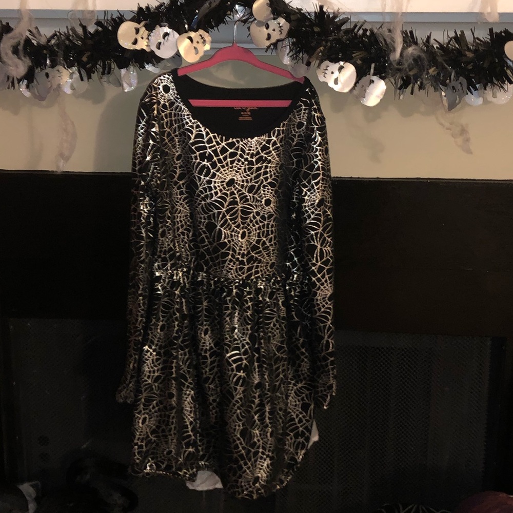 Girls Halloween Silver Spider Web Dress Sizd 7/8